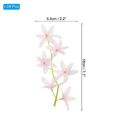 7 Inch Artificial Orchid Flower, 24 Pcs Simulation Flower Cylinder Vase Fillers for Home Decoration
