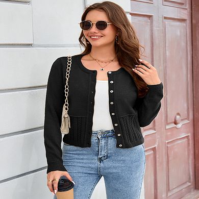 Women's Cable Knit Cardigan Mixed Stitch Open Front Sweater Soft Comfortable