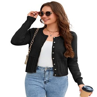 Women's Cable Knit Cardigan Mixed Stitch Open Front Sweater Soft Comfortable