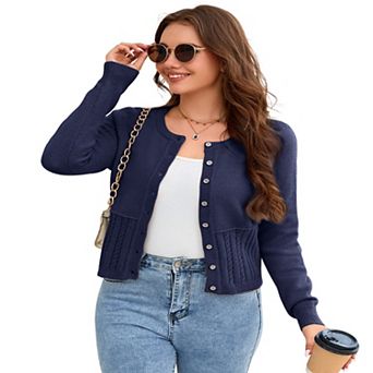 Women's Cable Knit Cardigan Mixed Stitch Open Front Sweater Soft Comfortable