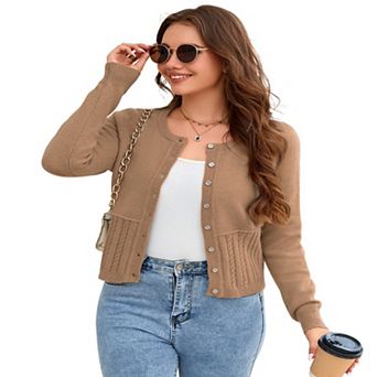 Women's Cable Knit Cardigan Mixed Stitch Open Front Sweater Soft Comfortable