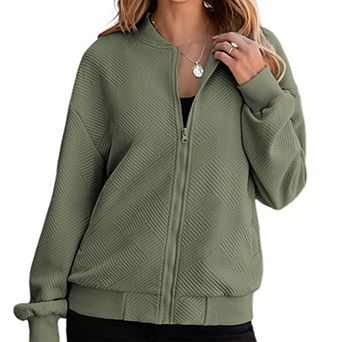 Women's Baseball Jacket Zip-Up Collar Casual Versatile Outerwear Jacket