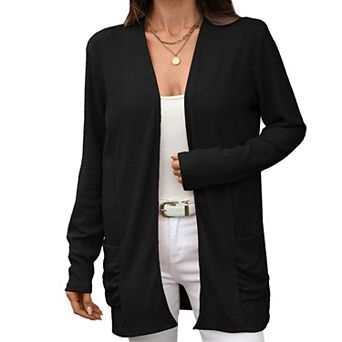 Women's Long Sleeve Cardigan Casual Loose Fit Open Front Knit Sweater with Pockets