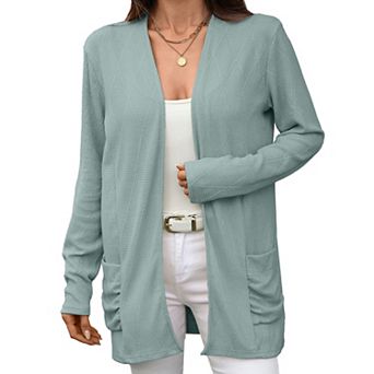 Women's Long Sleeve Cardigan Casual Loose Fit Open Front Knit Sweater with Pockets