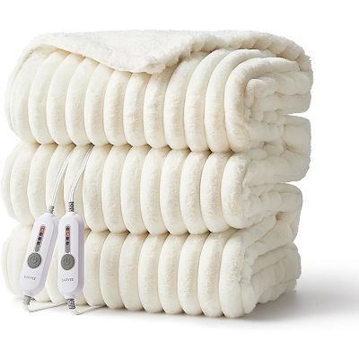 Electric Blanket Heated, Cozy Faux Rabbit Fur Heated Blanket