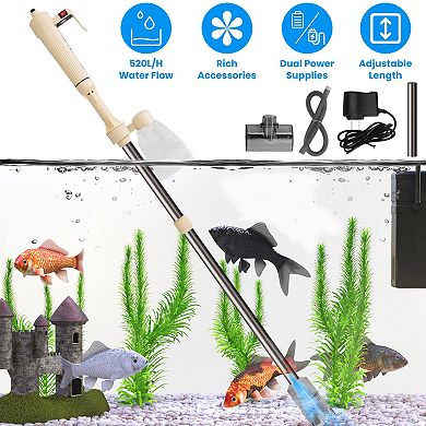 Multifunctional Electric Aquarium Gravel Cleaner Kit, Adjustable Automatic Fish Tank Vacuum for Wate