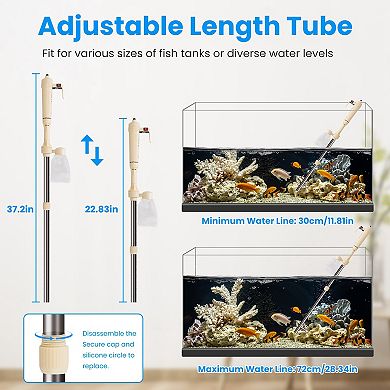Multifunctional Electric Aquarium Gravel Cleaner Kit, Adjustable Automatic Fish Tank Vacuum for Wate