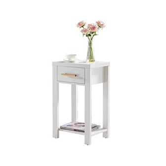 Kings Brand Furniture - Sendero Wooden Chairside Side End Table with Drawer and Open Storage Shelf