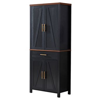 Freestanding Kitchen Pantry Storage Cabinet Cupboard with Doors Adjustable Shelves & Drawer