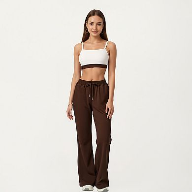 Women's Wide Leg High Waist Drawstring Pants with Relaxed Fit and Soft Stretch Fabric