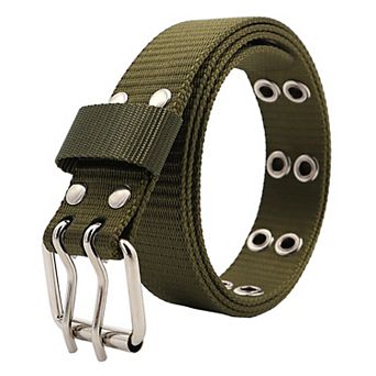 Women's Nylon Web Belt with Silver Buckle