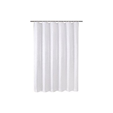 Kate Aurora Elegant "raindrop" Silver Metallic Foil White Jacquard Fabric Shower Curtain
