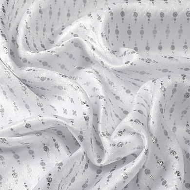 Kate Aurora Elegant "raindrop" Silver Metallic Foil White Jacquard Fabric Shower Curtain