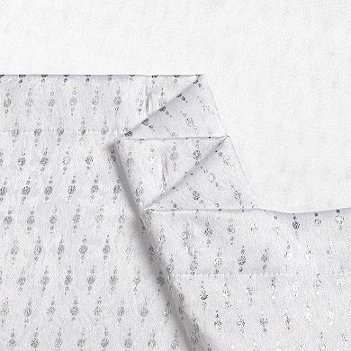 Kate Aurora Elegant "raindrop" Silver Metallic Foil White Jacquard Fabric Shower Curtain