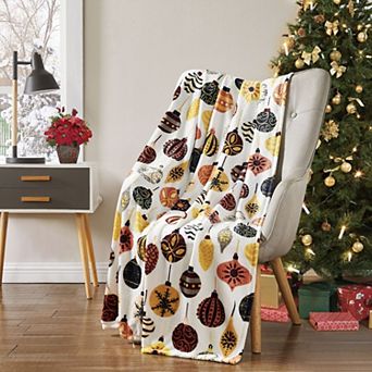 Kate Aurora Yuletide Living Christmas Baubles Ultra Soft and Plush Oversized Accent Throw Blanket