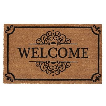 Kate Aurora Tan Colored Oxford Coir Bristled Outdoor All Season Welcome Mat - 18"x30"
