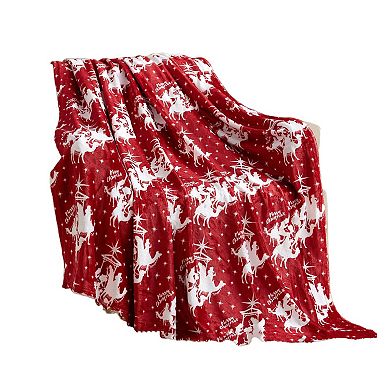 Kate Aurora Holiday Living Red Christmas Three Kings Plush Accent Throw Blanket