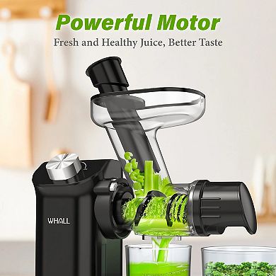 WHALL Slow Juicer, Masticating Juicer, Cold Press Juicer, Electric Juicer for Vegetables Fruits