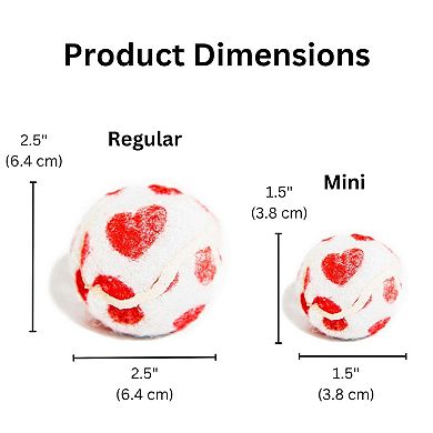 Midlee Valentine's Hearts Dog Tennis Balls