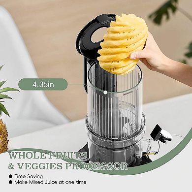 WHALL Cold Press Juicer Machine, Wide Feed Chute, High Juice Yield, Masticating Juicer