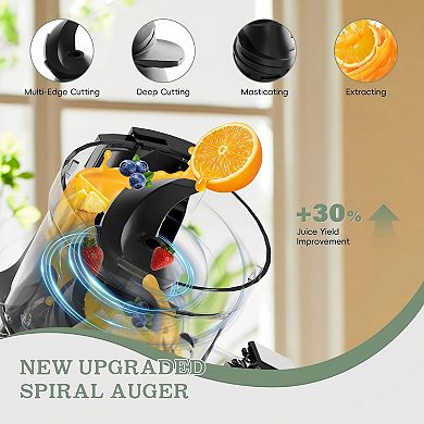 WHALL Cold Press Juicer Machine, Wide Feed Chute, High Juice Yield, Masticating Juicer