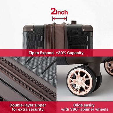 Legend Walker DECK 5514 Hardside Expandable security zipper Spinner Luggage