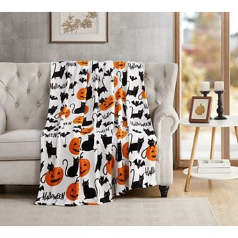 Kate Aurora Halloween Spooky Cats, Bats & Jack O' Lanterns Accent Throw Blanket - 50 x 70 in