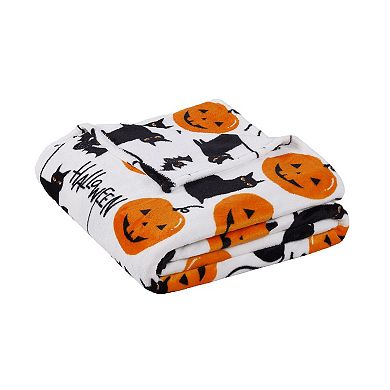 Kate Aurora Halloween Spooky Cats, Bats & Jack O' Lanterns Accent Throw Blanket - 50 x 70 In.