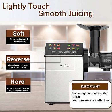 WHALL Masticating Juicer, High-Yield Cold Press Juicer, Electric Slow Juicer for Vegetables & Fruit