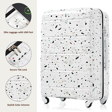 3-Piece Hardside Spinner Luggage Set, 20-inch with USB Port