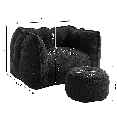 Oversized Bean Bag Chair with Ottoman for Kids and Adults Lazy Sofa