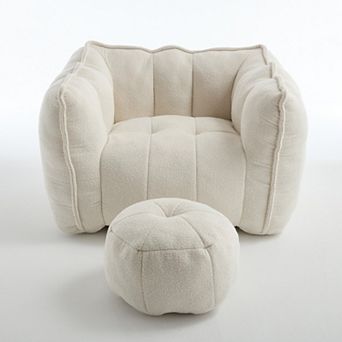 Oversized Bean Bag Chair with Ottoman for Kids and Adults Lazy Sofa
