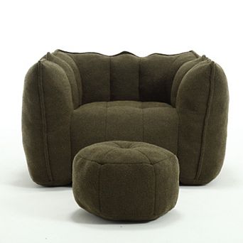 Oversized Bean Bag Chair with Ottoman for Kids and Adults Lazy Sofa