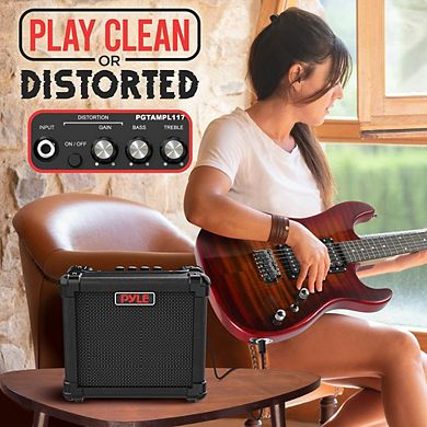 Pyle Portable Electronic Guitar Amplifier with 5'' HD Speaker (PGTAMPL117) - Lightweight Design