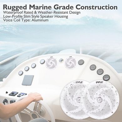 Pyle Marine Speakers - 4 Inch 2 Way Waterproof