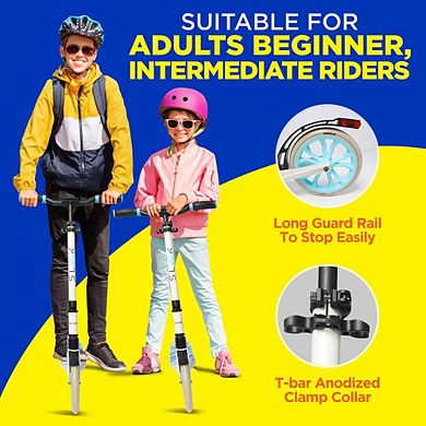 SereneLife Lightweight Foldable Kick Scooter with Adjustable T-Bar Handlebar - Black SLADTAVL