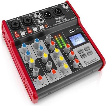 Pyle 4-Channel Bluetooth Studio DJ Mixer System with LCD Display (PMXU48BT) - Pro Audio Console