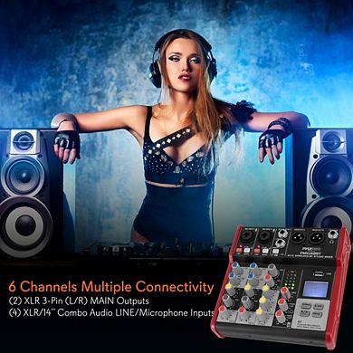 Pyle 4-Channel Bluetooth Studio DJ Mixer System with LCD Display (PMXU48BT) - Pro Audio Console