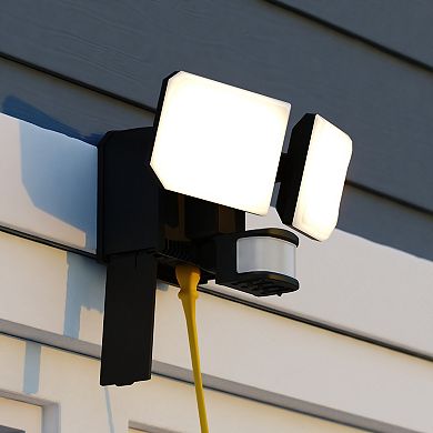 VAXCEL Black Motion Dusk to Dawn LED Outdoor Security Flood Light, GFCI Outlet