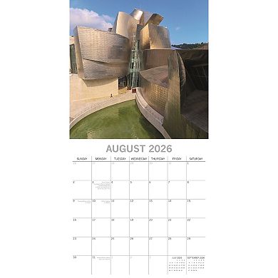 2026 Wall Calendar, Amazing Architecture, 16-Month Arts & Antiques Theme, 12x12