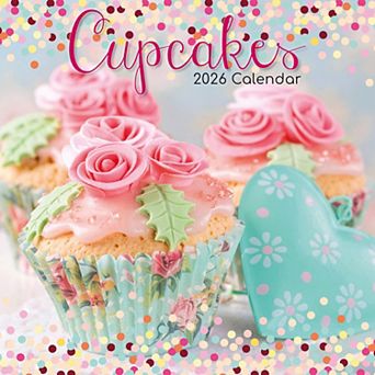 2026 Square Wall Calendar, Cupcakes, 16-Month Food Theme, 12x12 in