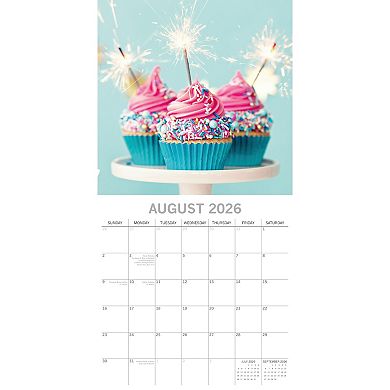 2026 Square Wall Calendar, Cupcakes, 16-Month Food Theme, 12x12 in