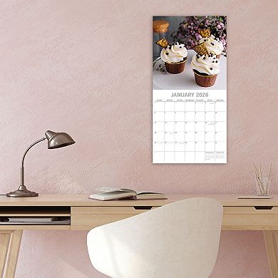 2026 Square Wall Calendar, Cupcakes, 16-Month Food Theme, 12x12 in