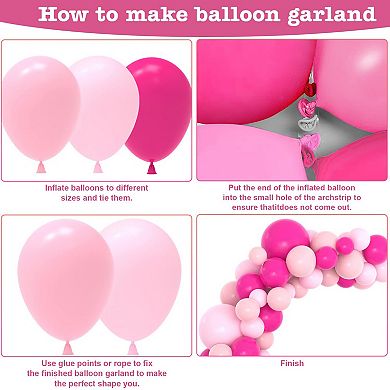 Pink Balloon Arch Kit 109pcs Hot Pink & Pastel Mix for Bridal, Shower, Wedding Party