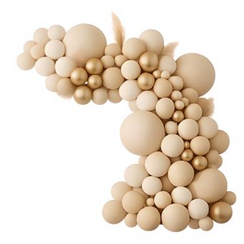 Neutral Nude Balloon Garland Set 143 pc Beige, White, Gold Balloons for Wedding and Shower
