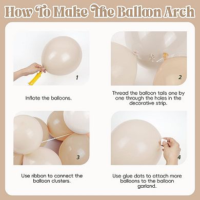Neutral Nude Balloon Garland Set 143pcs Beige, White, Gold Balloons for Wedding and Shower