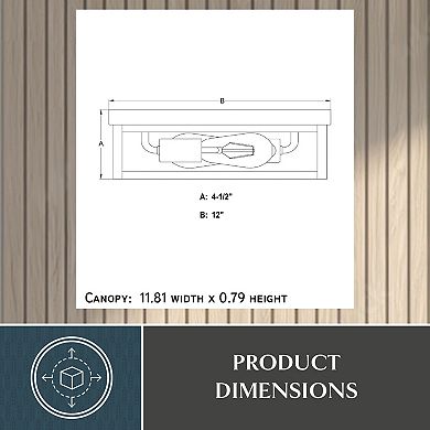VAXCEL Clinton 12 in W Matte Black Outdoor Flush Mount Ceiling Light Clear Glass