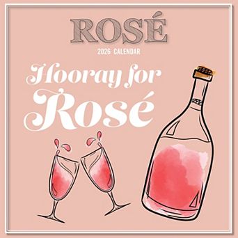 2026 Square Hanging Wall Calendar, Rosé, 16-Month Food Theme 12x12 in