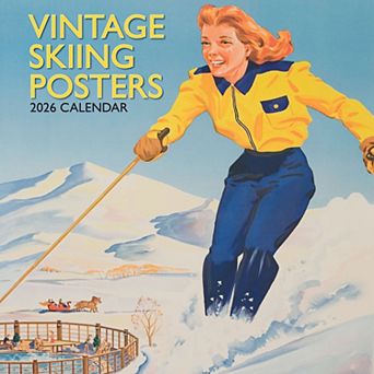 2026 Wall Calendar, Vintage Skiing Posters, 16-Month Arts & Antiques 12x12
