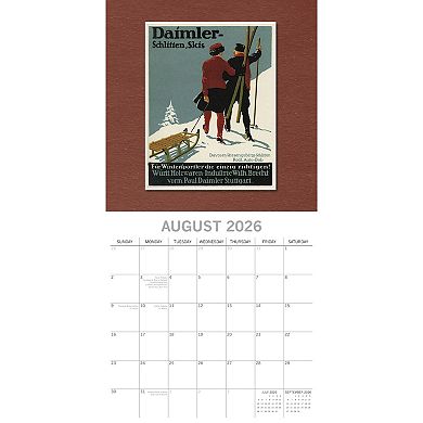 2026 Wall Calendar, Vintage Skiing Posters, 16-Month Arts & Antiques 12x12